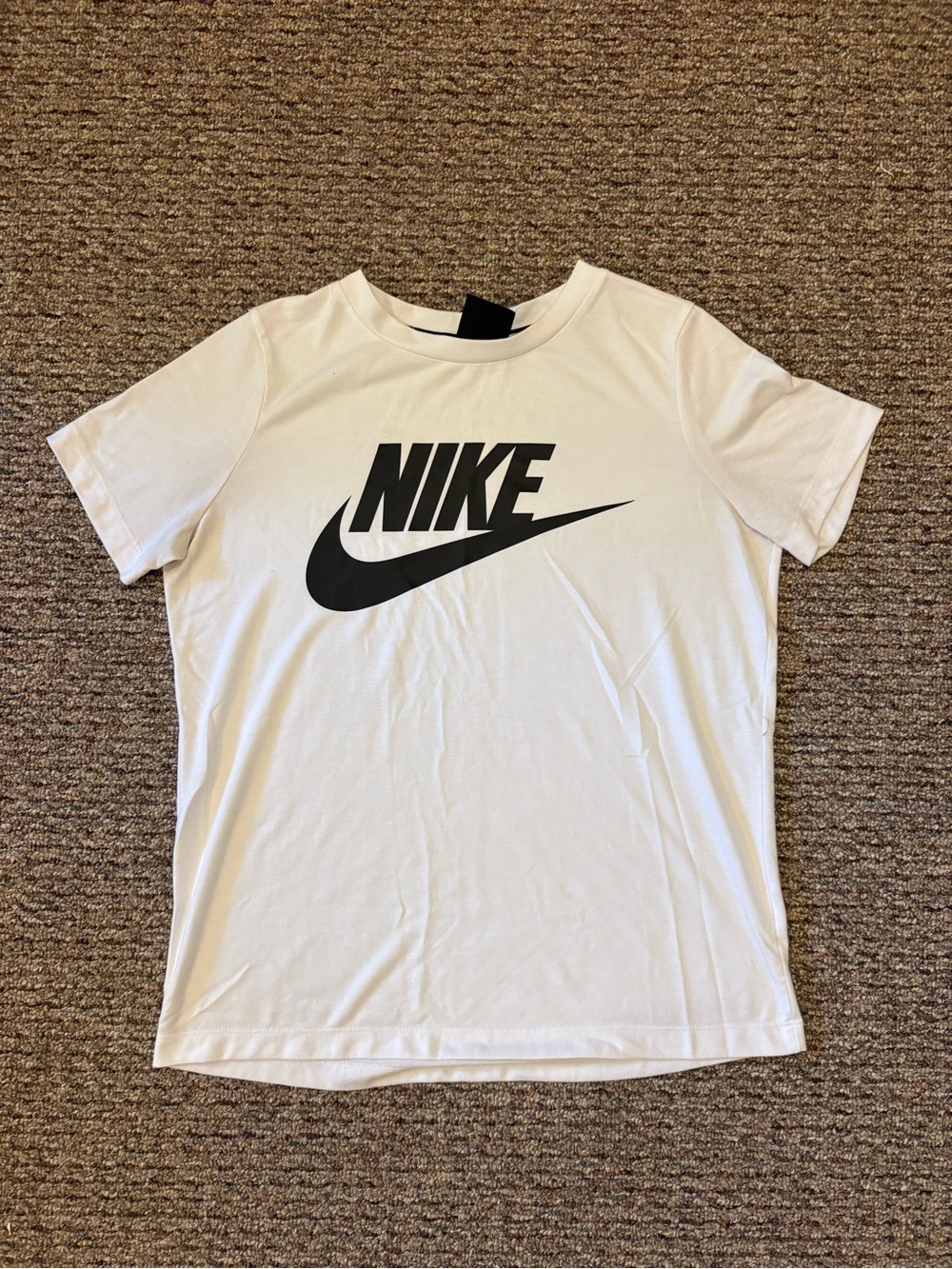 Nike White Short Sleeve Tee with Black Swoosh Logo